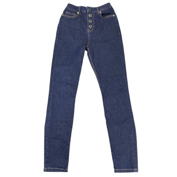 TED BAKER Leppie Button Front High Rise Skinny Jean Sz 25 Dark Blue - Picture 2 of 7